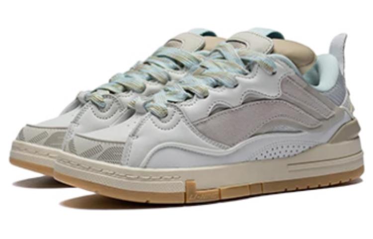 LiNing Wave GOLDEN Anti Slip Wear Resistant Low Top Skateboard Shoes Women's White Gray