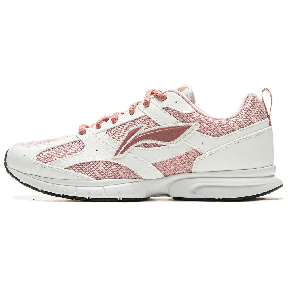 LiNing Cushioning Slip Resistant Abrasion Resistant Breathable Low Top Running Shoes Women's White Pink