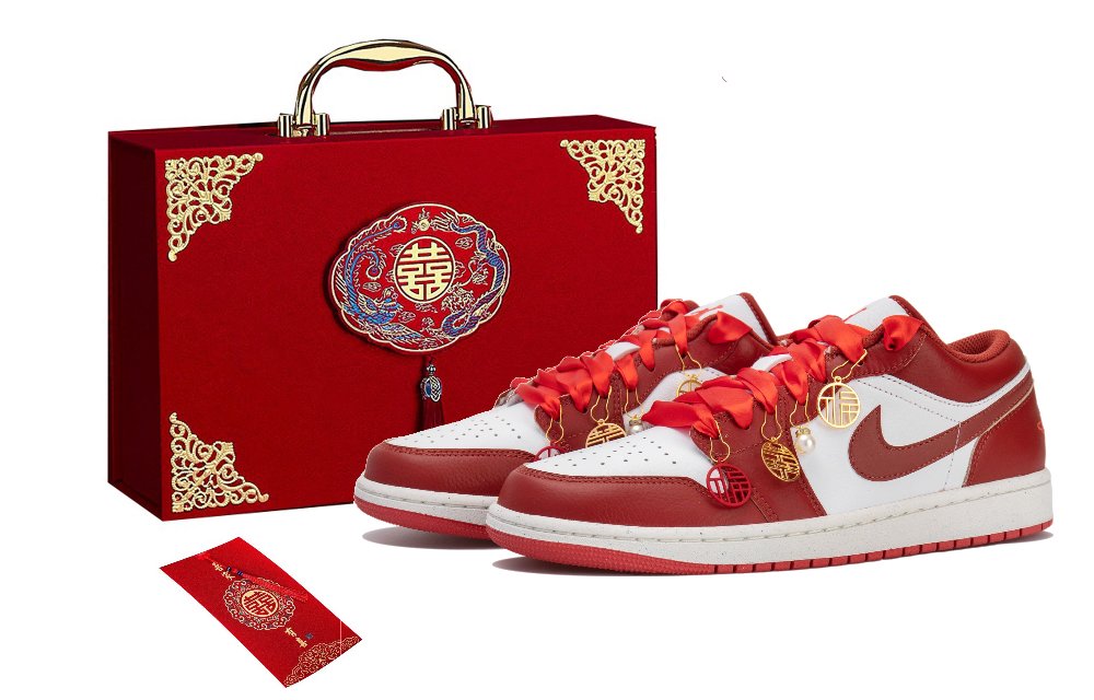 Jordan Air Jordan 1 Low Top Vintage Basketball Shoes Men's White Red