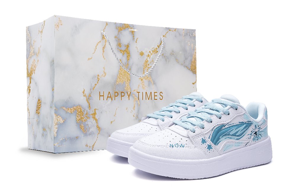 LiNing Acer Truncatum Anti Slip Wear Resistant Low Top Skateboard Shoes Men's White Blue