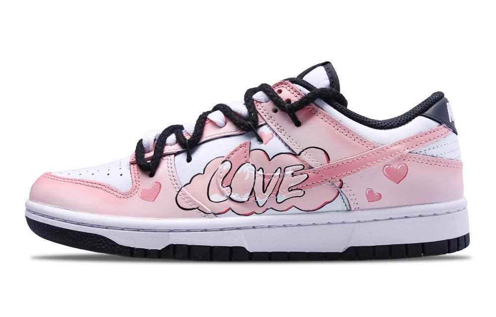 Nike Dunk Low 'White/Black' Mu Sweetheart Love Anti-Slip Wear-Resistant Low-Top Skateboard Shoes Women's Pink