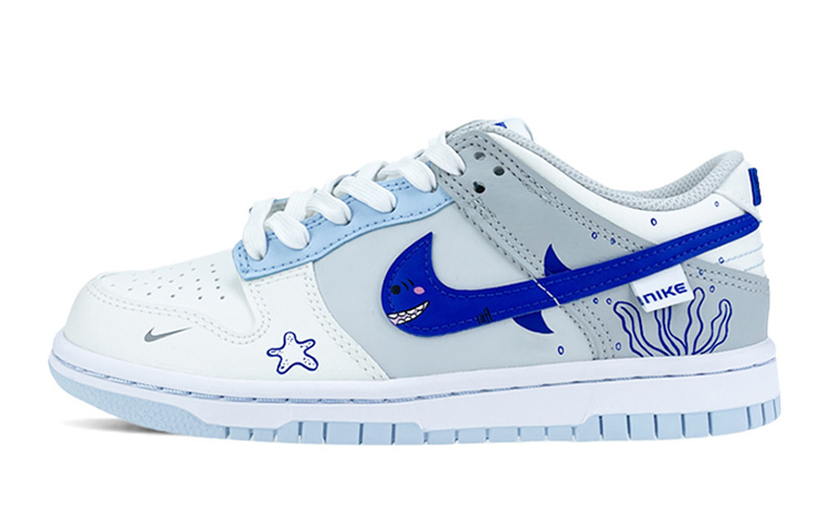 Nike Dunk Low Ivory Hyper Royal Low-Top Skateboard Shoes GS Blue Gray White