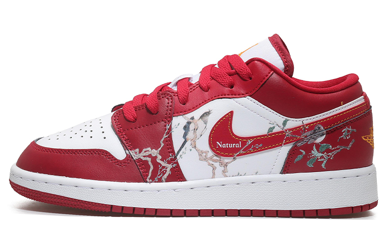 Jordan Air Jordan 1 Low Top Vintage Basketball Shoes GS White Red