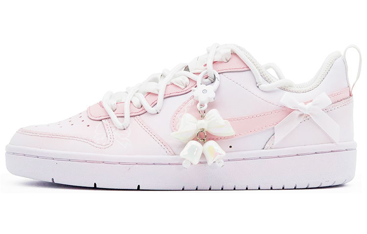 Nike Court Borough Low-Top Skateboard Shoes GS Pink White