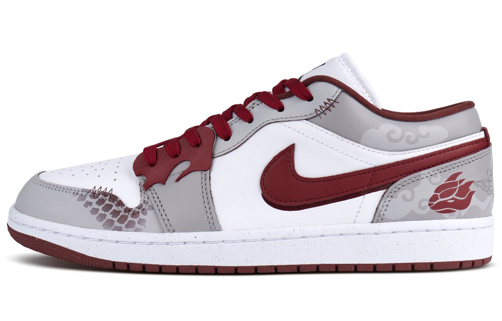 Jordan Air Jordan 1 Low Top Vintage Basketball Shoes Unisex Red Gray