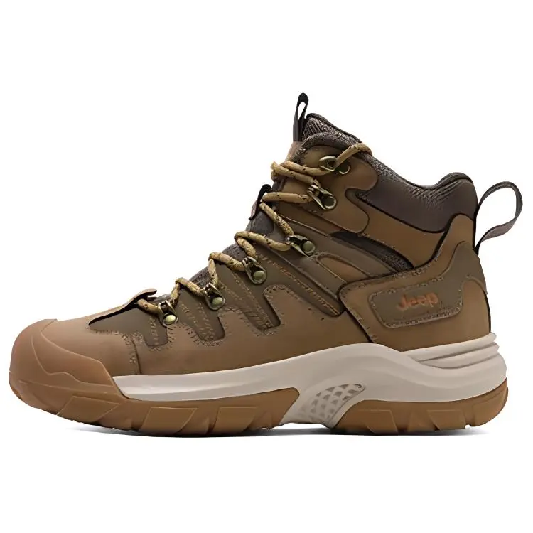 Jeep Hiking / Trekking Shoes Men High-Top Khaki/White