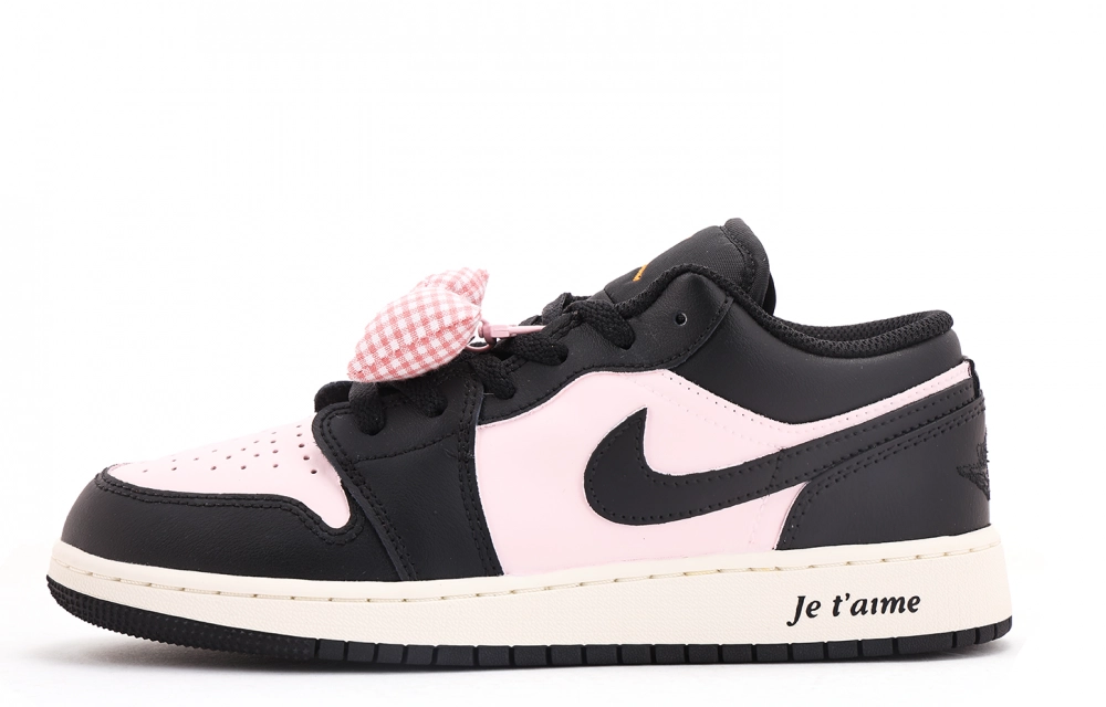Jordan Air Jordan 1 Abrasion Resistant Coverage Low top Vintage Basketball Shoes Women's Black Pink