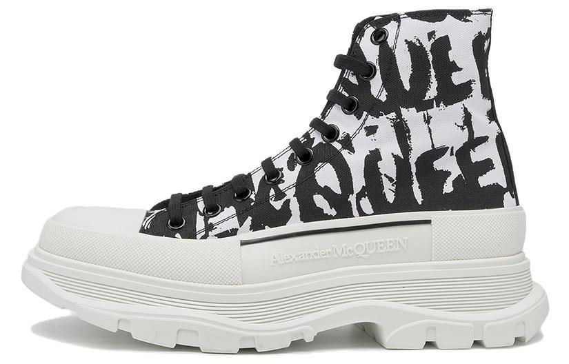 Alexander McQueen Graffiti Tread Slick Boot White Black
