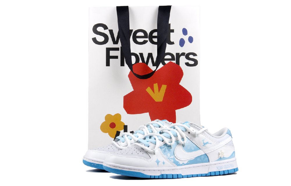 Nike Dunk Slip-Resistant Cushioning Abrasion-Resistant Low-Top Skateboard Shoes Men's White Haze Blue