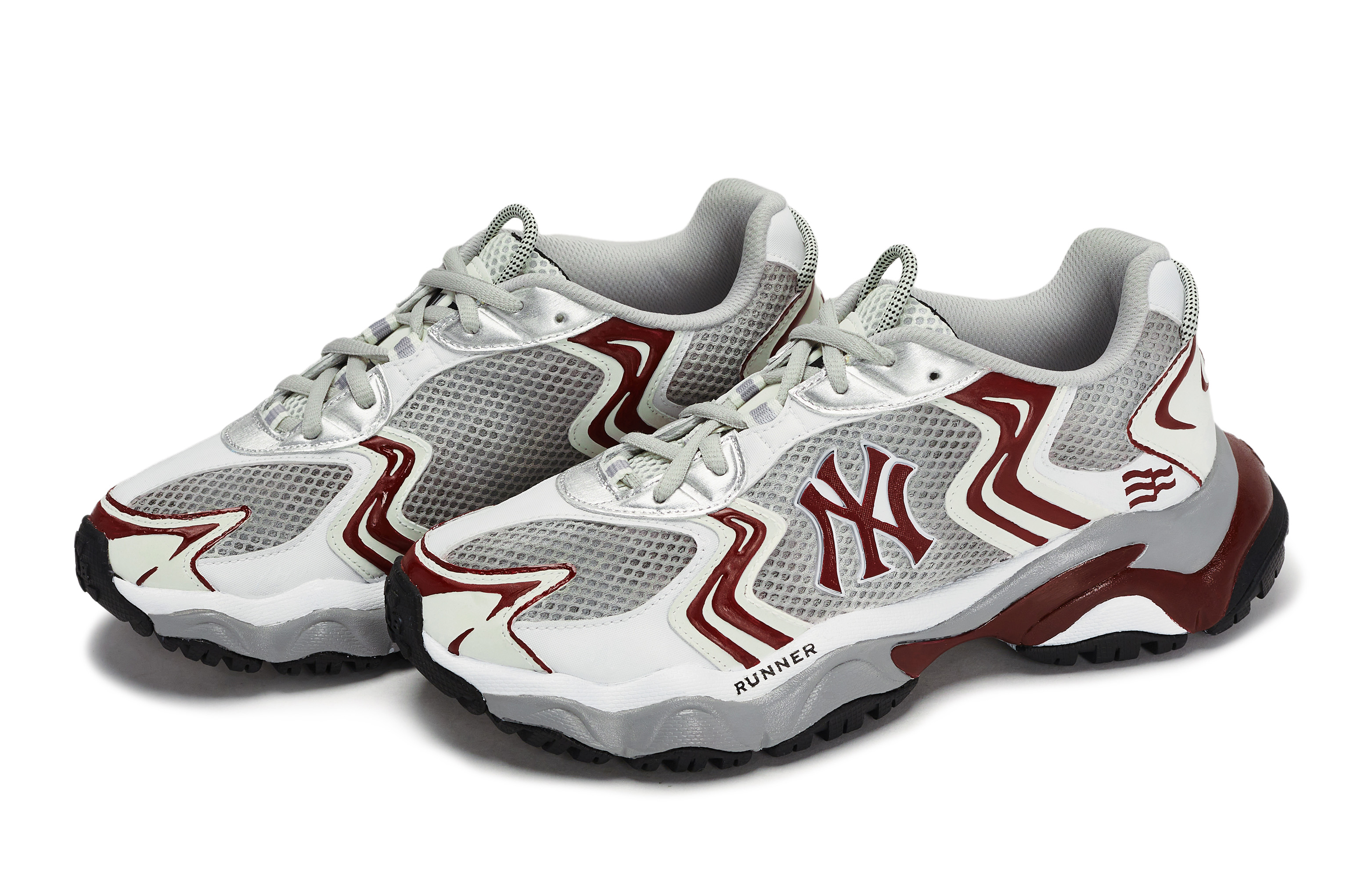 MLB New York Yankees Chunky Sneakers Unisex Low Top Gray/White/Red