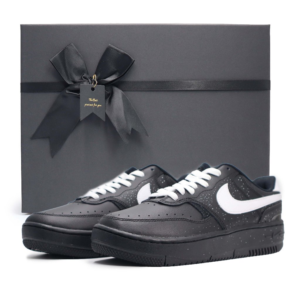 Nike Gamma Force Anti-Slip And Wear-Resistant Height Increasing Low-Top Skateboard Shoes Women's Black White