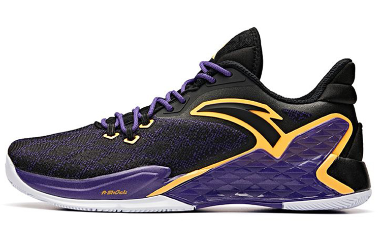 Anta Rajon Rondo Slip Resistant, Abrasion Resistant, Breathable Low Top Basketball Shoes Men's Black Purple