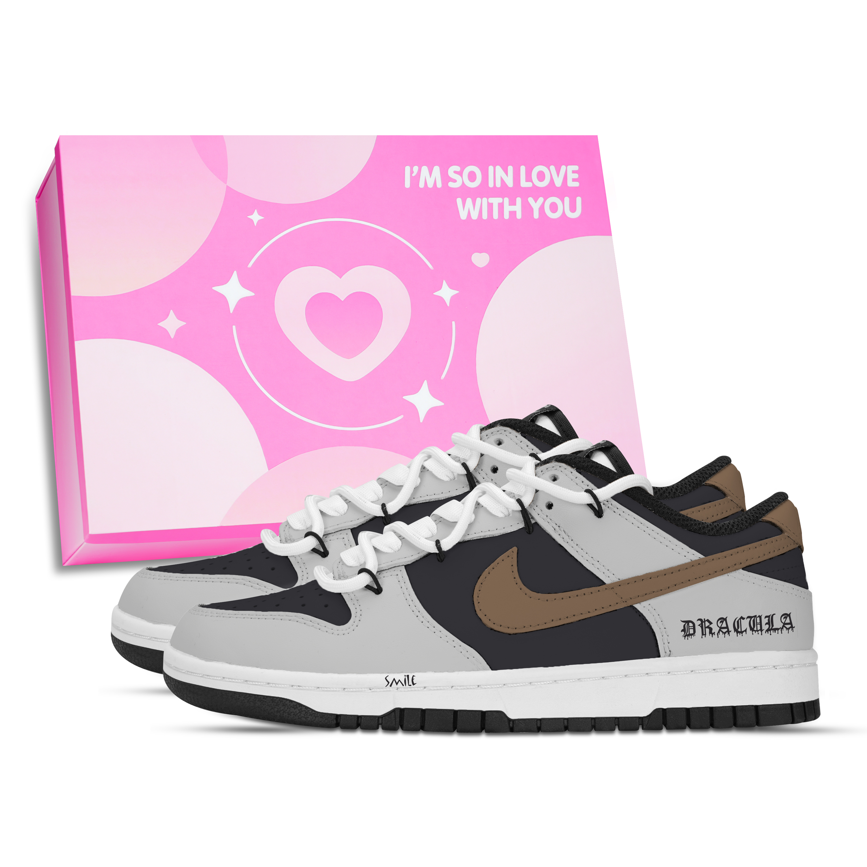 Nike Dunk Vintage Text Abrasion Resistant Low top Skateboard Shoes Unisex Black Gray Brown