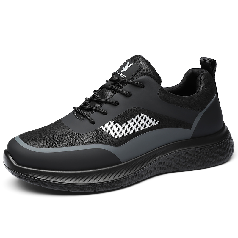 Playboy Playboy Cushioned Wear-Resistant Breathable Height Increasing Low-Top Casual Shoes Men's Black