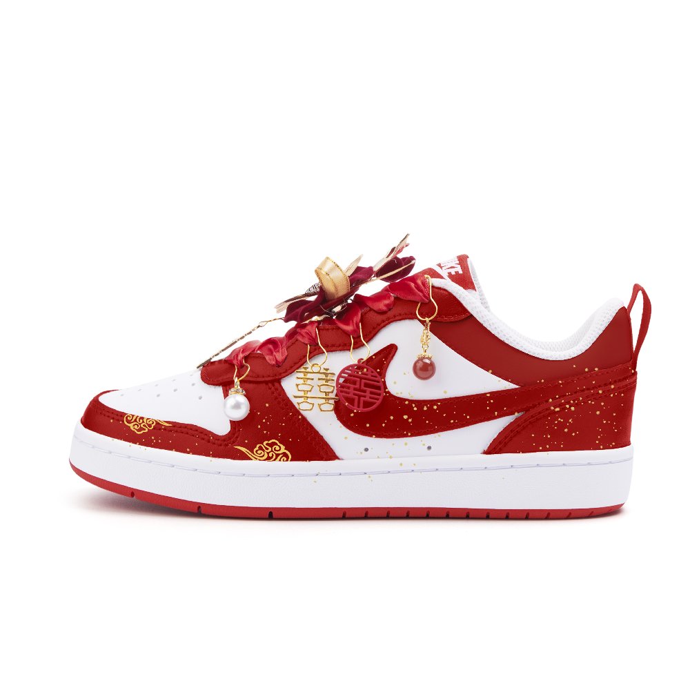 Nike Court Borough Cushioning, Wear Resistant Low top Skateboard Shoes Women's Red