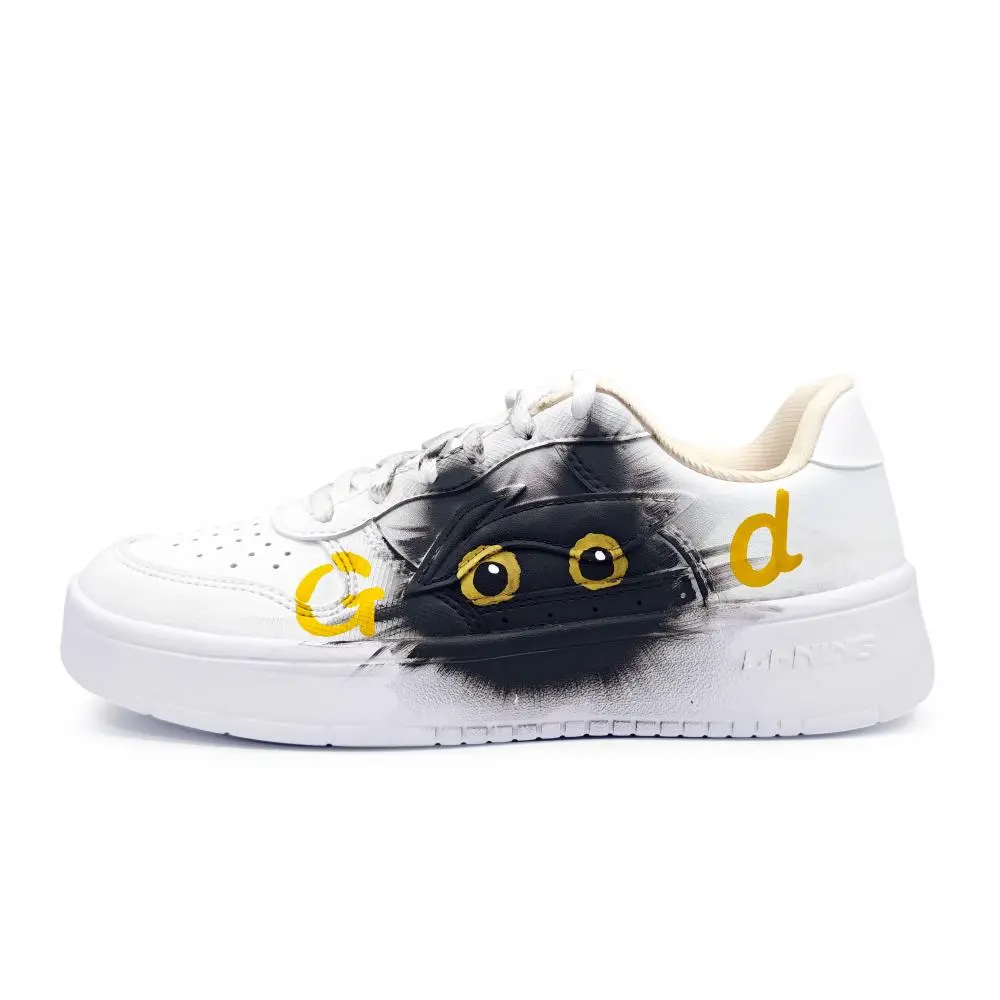 LiNing Pontoon Boats Abrasion Resistant Lightweight Height Increasing Low top Skateboard Shoes Unisex White