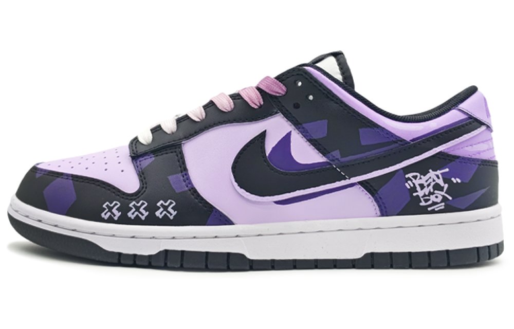 Nike Dunk Low 'Black' Panda Anti-Slip And Wear-Resistant Lightweight Low-Top Skateboard Shoes GS Blue Purple