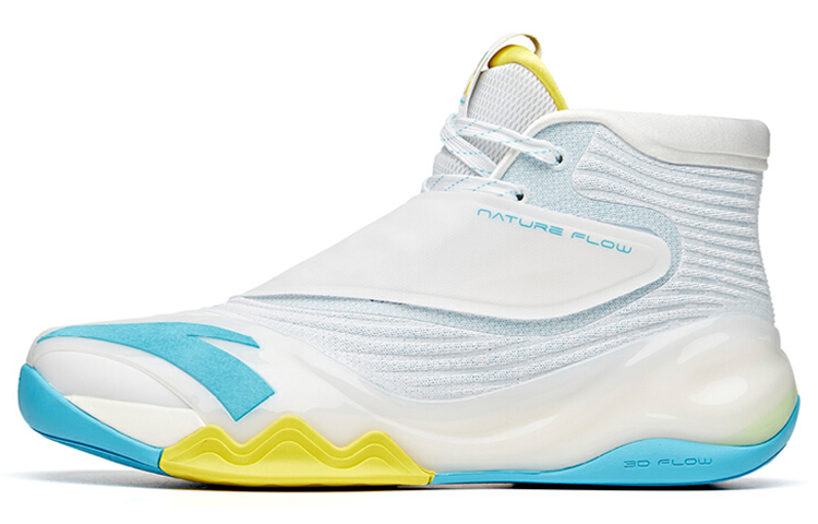 Anta KT6 Thompson Abrasion Resistant Breathable High Top Basketball Shoes Men's White Blue Yellow