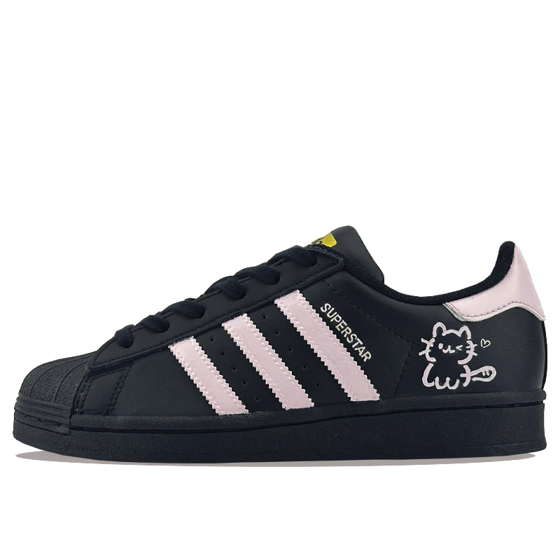 Adidas Originals SUPERSTAR Abrasion Resistant Low Top Skateboard Shoes Unisex Black Pink