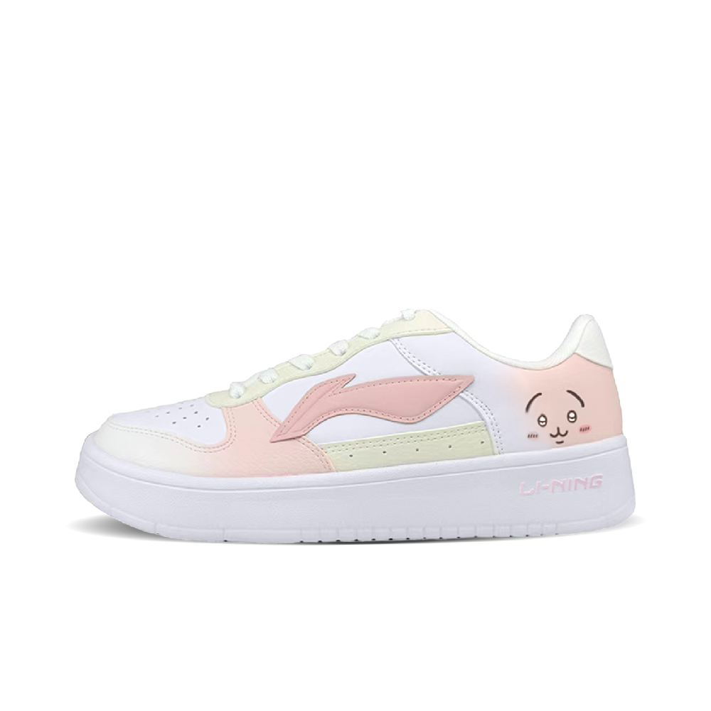 LiNing Pontoon Boats Usagi Anti-Slip Wear-Resistant Low-Top Skateboard Shoes Women's Pink White