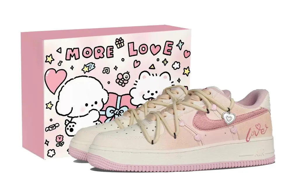 Nike Air Force 1 Pink Mist Love Letter Abrasion Resistant Slip Resistant Low top Skateboard Shoes Women's Pink