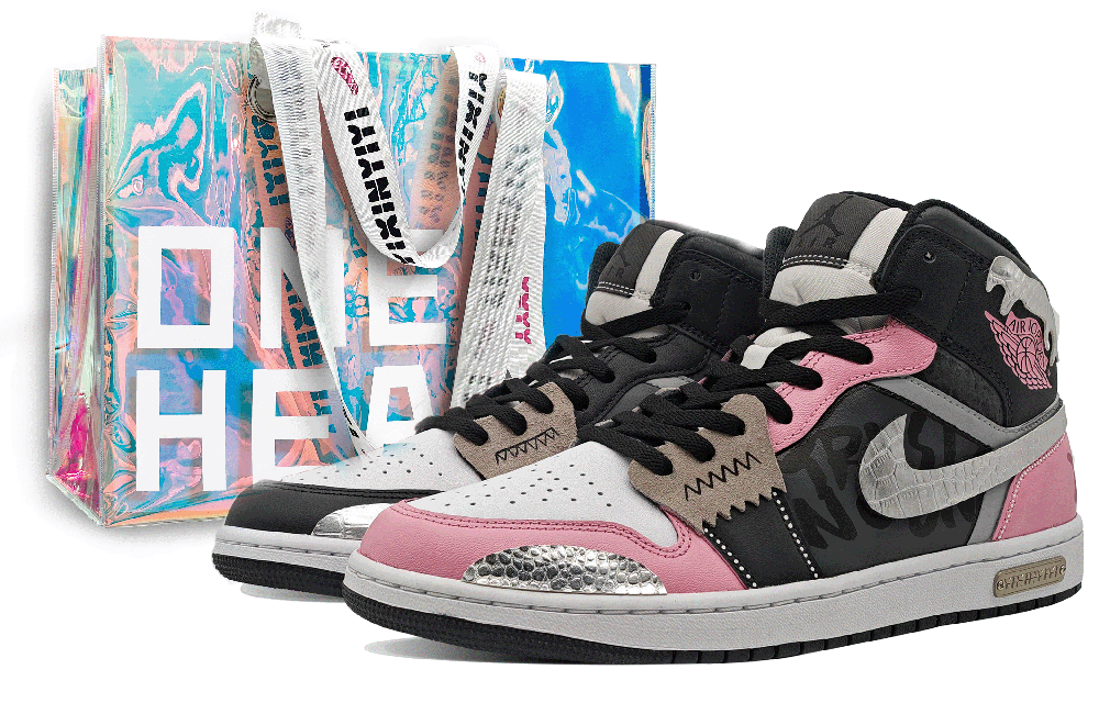 Jordan Air Jordan 1 Mid-Top Vintage Basketball Shoes Women's Pink Gray
