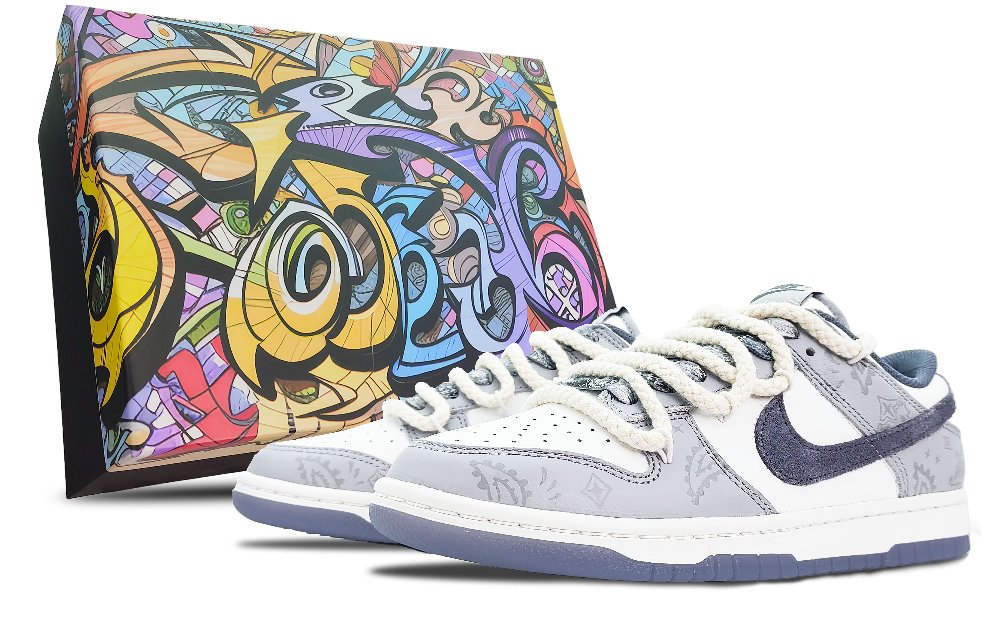 Nike Dunk Slip-Resistant Low-Top Skateboard Shoes Men's White Gray