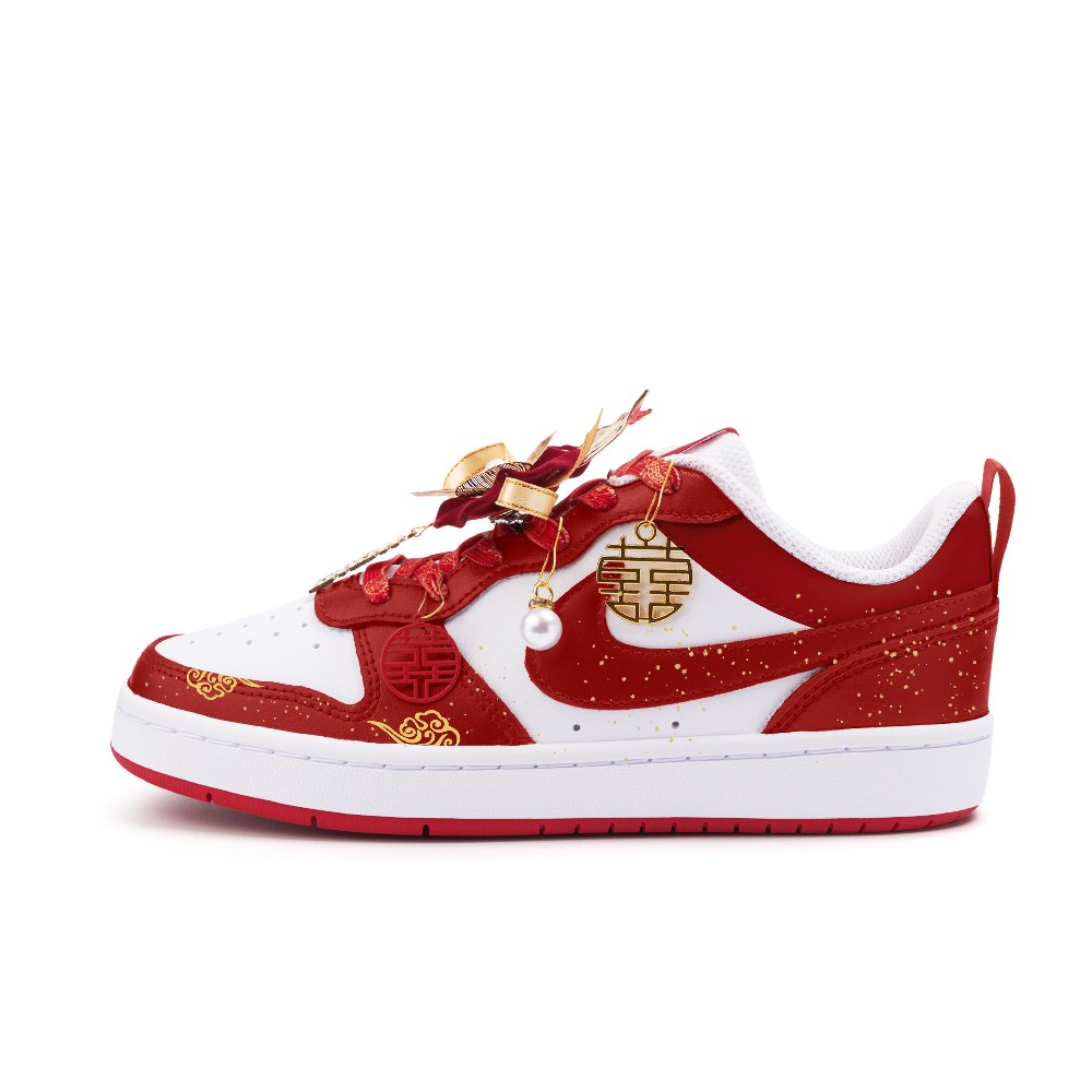 Nike Court Borough 2 Cushioning, Wear Resistant Low top Skateboard Shoes Unisex Red