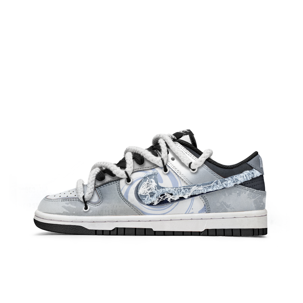 Nike Dunk Free Panda Little Demon Anti-Slip Wear-Resistant Low-Top Skateboard Shoes Unisex Gray Blue