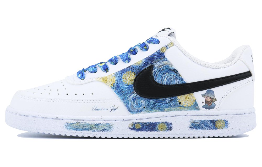 Nike Court Vision 1 Starry Sky SDS Low Top Skateboard Shoes Women's White Blue