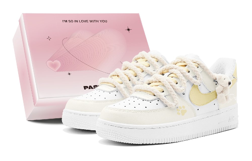 Nike Air Force 1 Skateboard Shoes Women's Low-Top White Yellow