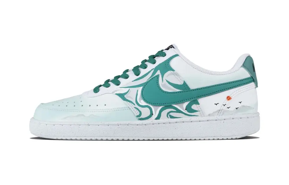 Nike Court Vision 1 Green Mountain Trails Abrasion Resistant Low top Skateboard Shoes Unisex Cyan
