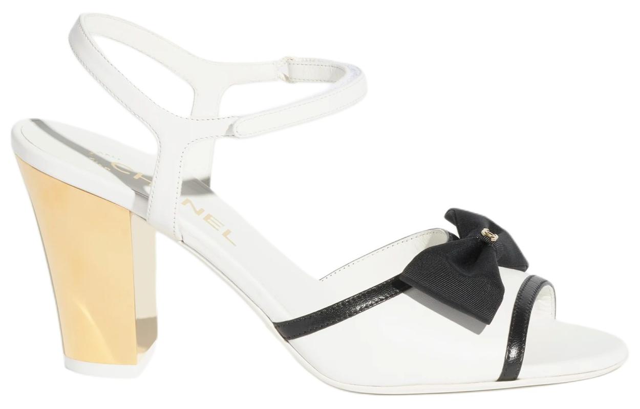 CHANEL One Strap Sandals 8.5cm Women's White