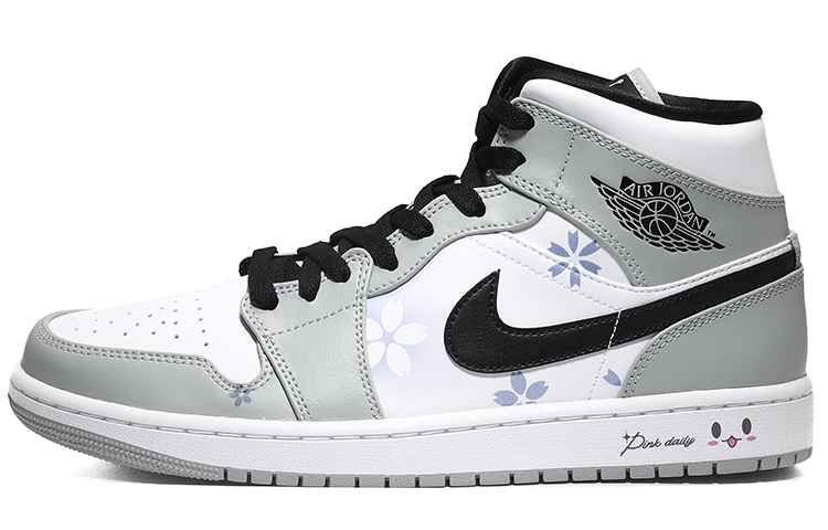 Jordan Air Jordan 1 Mid Anti-Slip Wear-Resistant High-Top Vintage Basketball Shoes Men's Smoke Gray