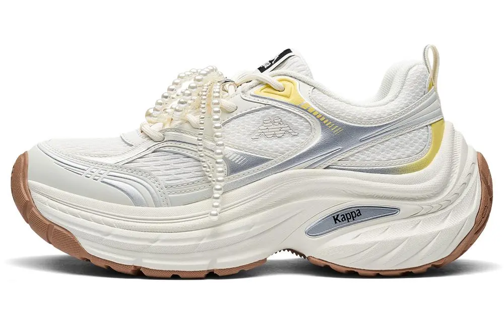Kappa Back to Back Anti Slip And Wear Resistant Height Increasing Low top Chunky Sneakers Women's White Silver