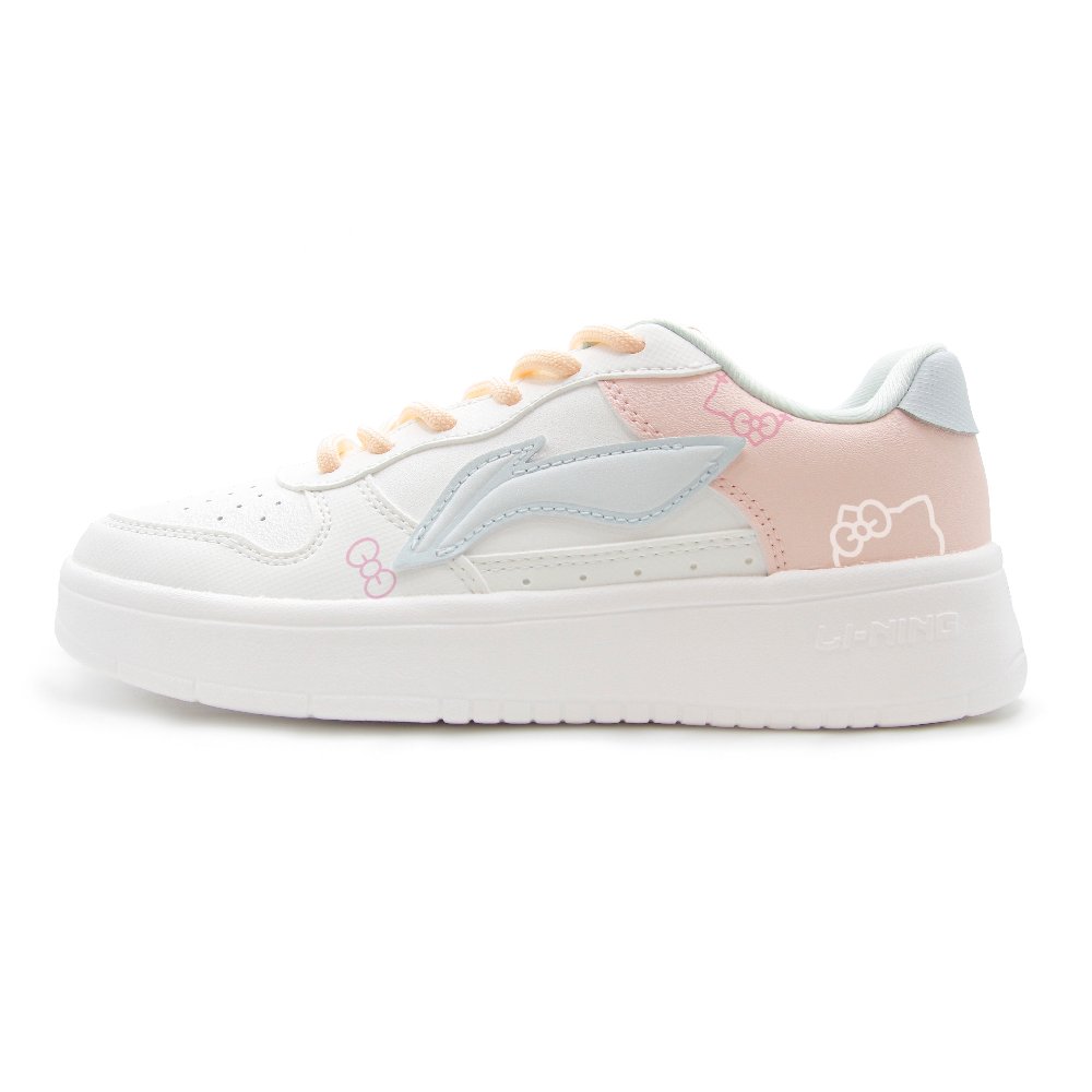 LiNing Pontoon Boats Cushioning, Wear Resistant Low Top Skateboard Shoes Women's White Pink