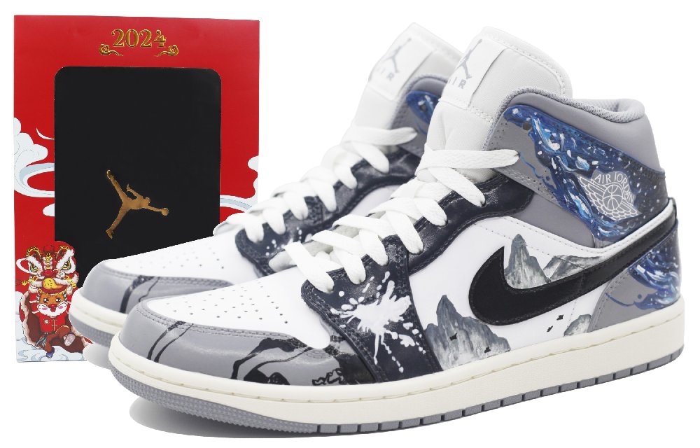 Jordan Air Jordan 1 Sand Anti-Slip And Wear-Resistant Coverage High-Top Vintage Basketball Shoes Men's Blue White