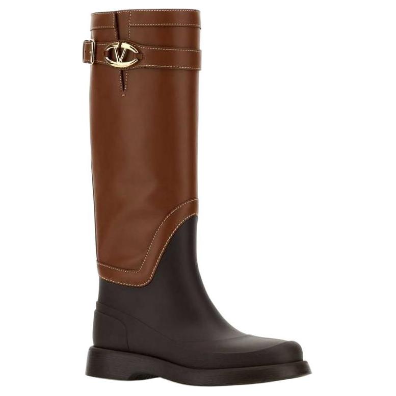 Valentino VLogo Plaque Round Toe Boots Women's