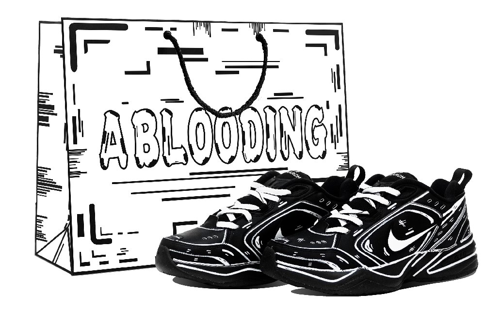 Nike Air Monarch 4 Wear-Resistant Low-Top Chunky Sneakers Unisex Black White