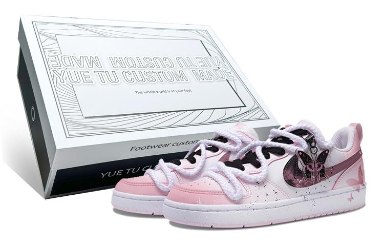 Nike Court Borough Butterfly Dreams Anti-Slip Wear-Resistant Low-Top Skateboard Shoes GS Black Pink