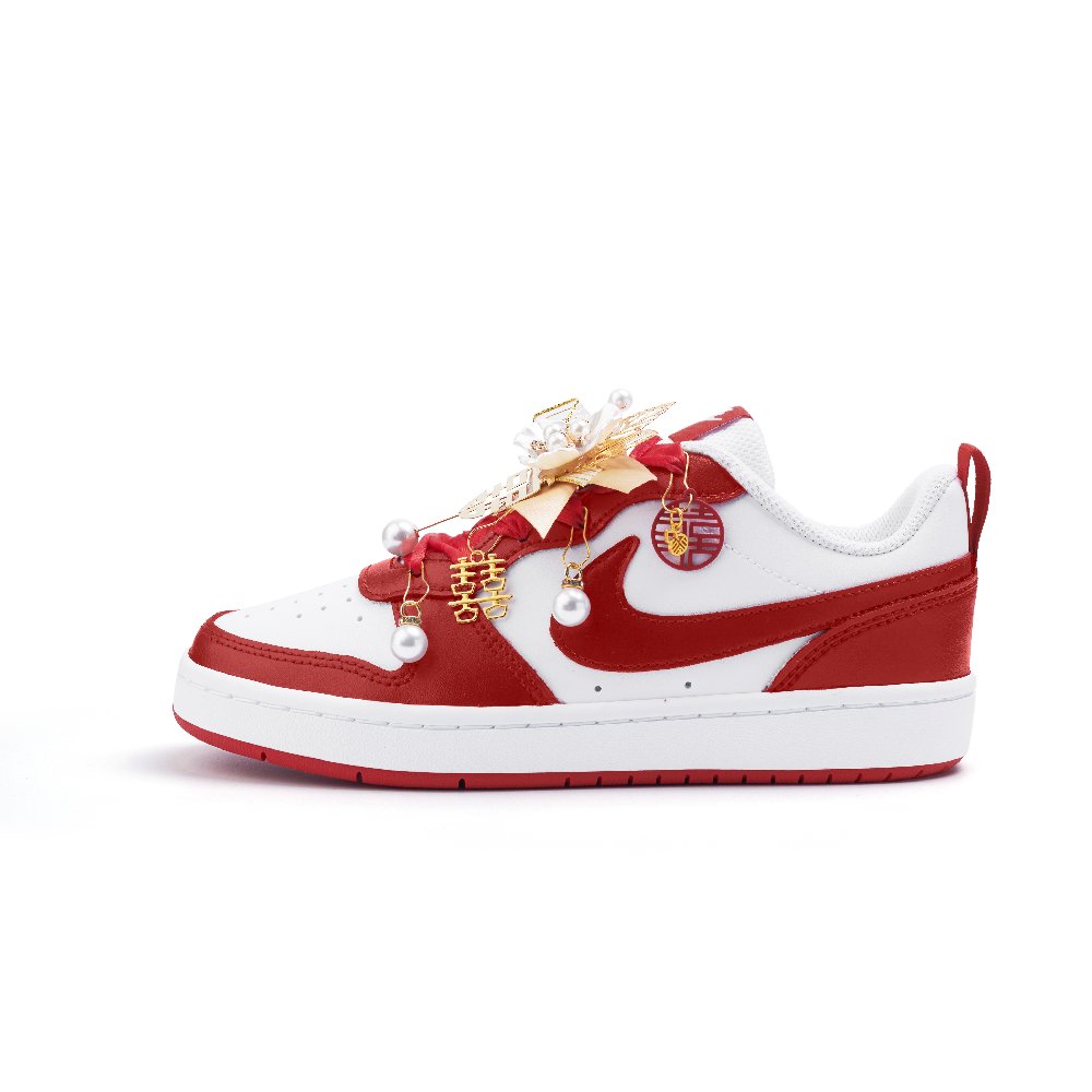 Nike Court Borough 2 Cushioning, Wear Resistant Low Top Skateboard Shoes Women's Red