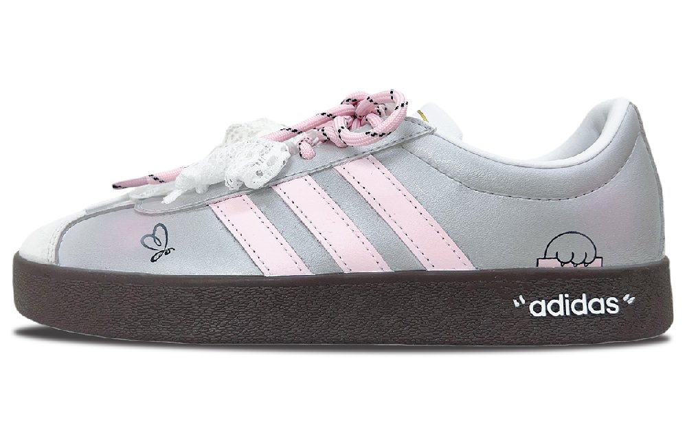 Adidas Neo VL Court 2.0 Cushioning, Wear Resistant Low Top Skateboard Shoes Unisex Pink Silver