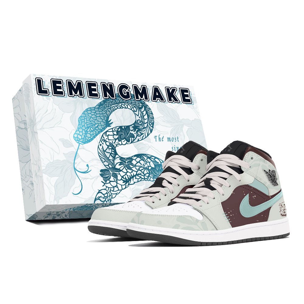 Jordan Air Jordan 1 Abrasion-Resistant Mid-Top Vintage Basketball Shoes Unisex Green Brown