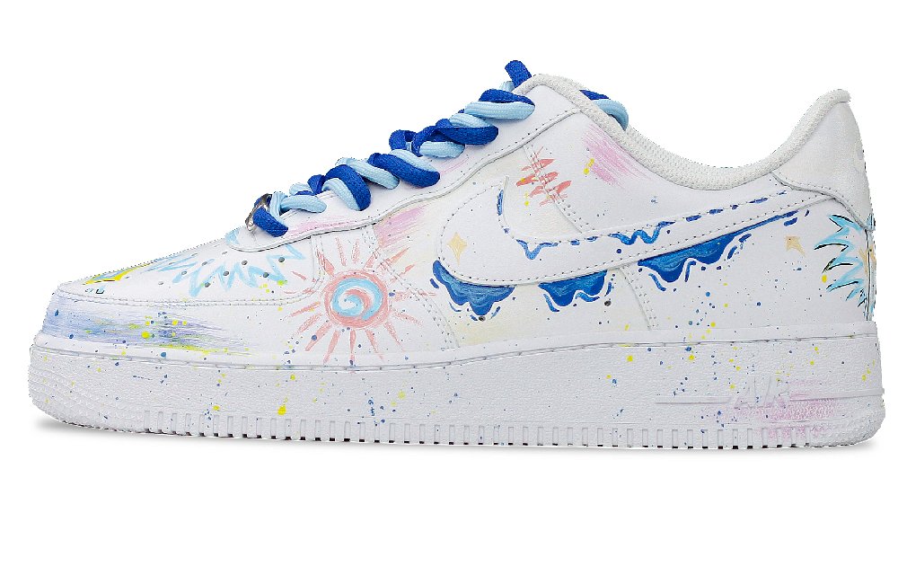 Nike Air Force 1 Air Force 1 Anti Slip Wear Resistant Low Top Skateboard Shoes Men's White Blue