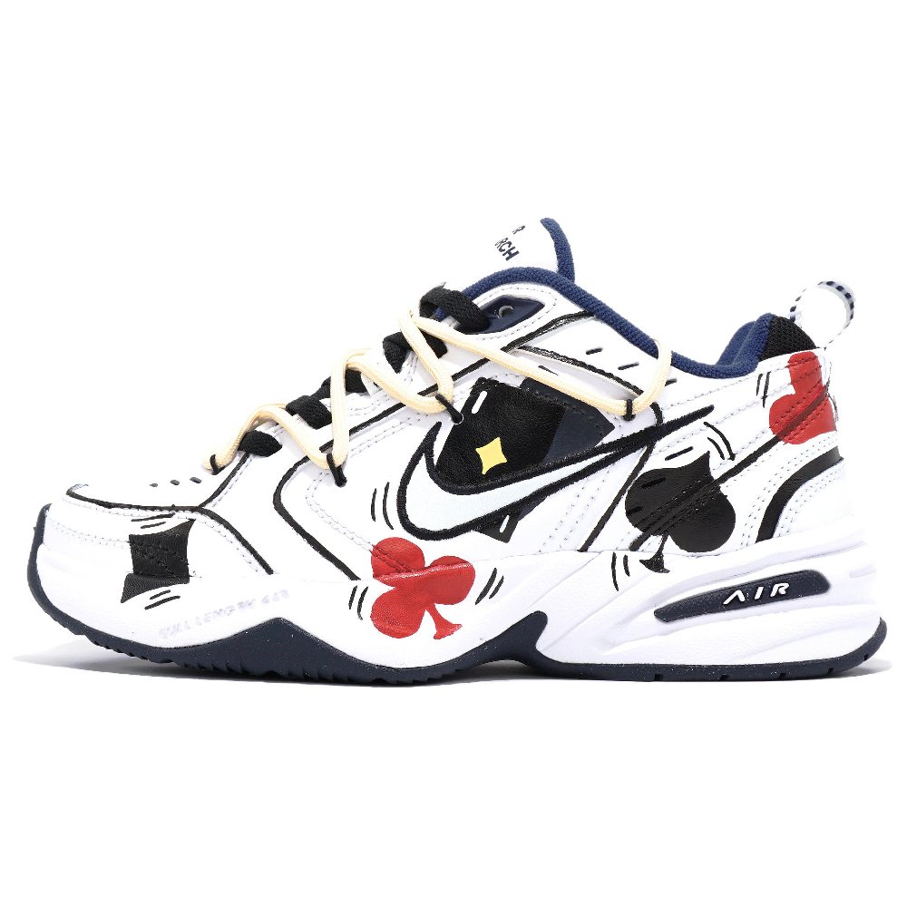 Nike Air Monarch 4 Crazy Poker Cards Anti-Slip Wear-Resistant Low-Top Chunky Sneakers Unisex Black White