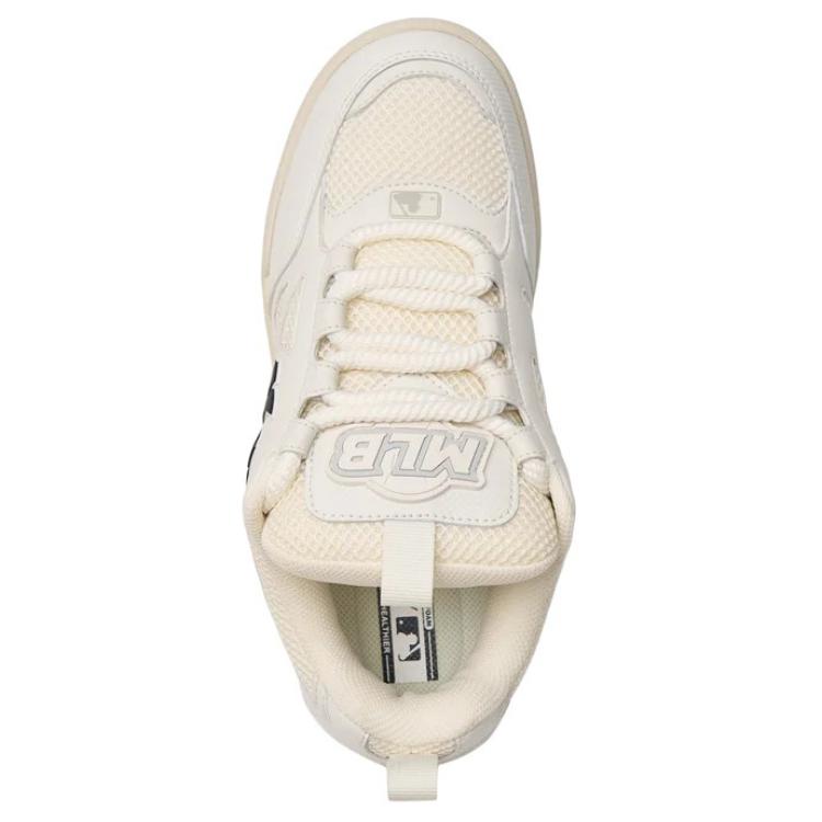 MLB Chunky Wide Anti Slip Wear Resistant Low Top Skateboard Shoes Unisex White Black