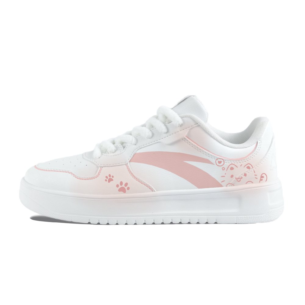 Anta Relaxed Slip Resistant Abrasion Resistant Low top Skateboard Shoes Unisex Pink