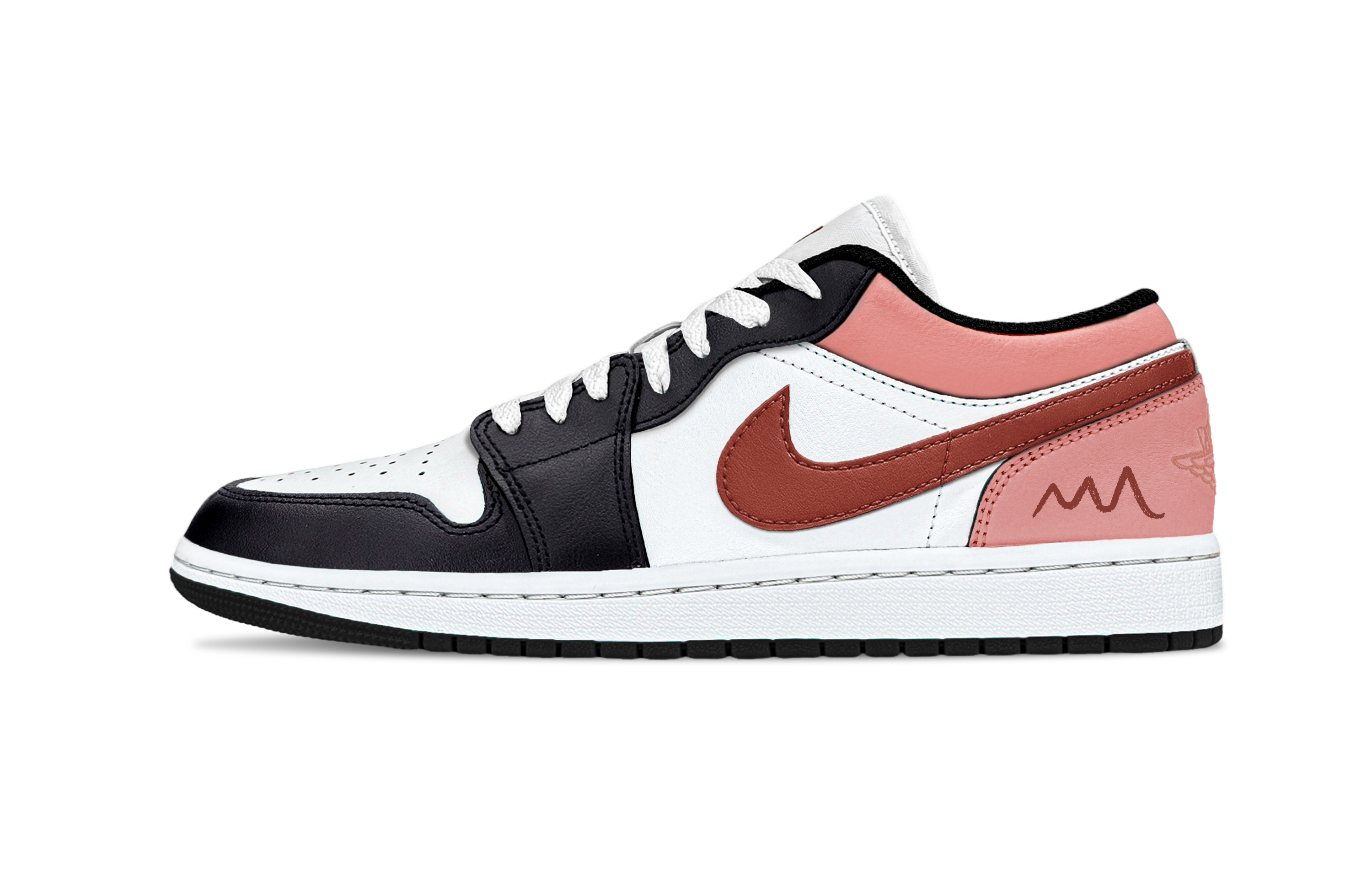 Jordan Air Jordan 1 Rose Support Low top Vintage Basketball Shoes Unisex Pink Brown White