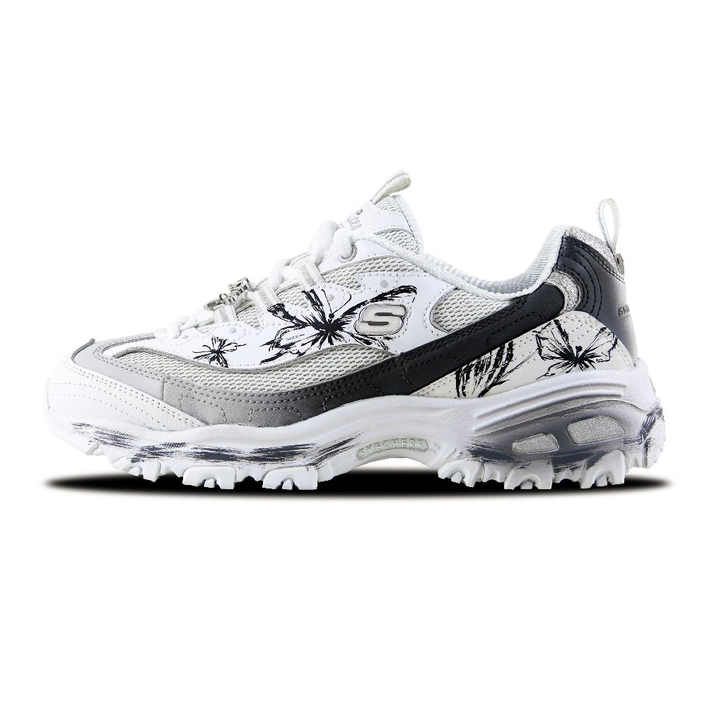 Skechers D'LITES 1.0 Butterfly Seal Slip-Resistant Breathable Low-Top Chunky Sneakers Women's White Gray Black