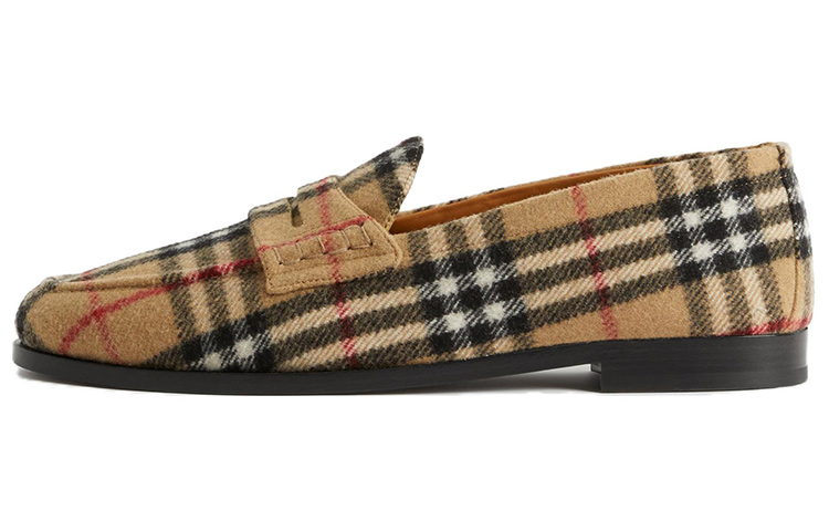 Burberry Check-pattern Round-toe Loafers